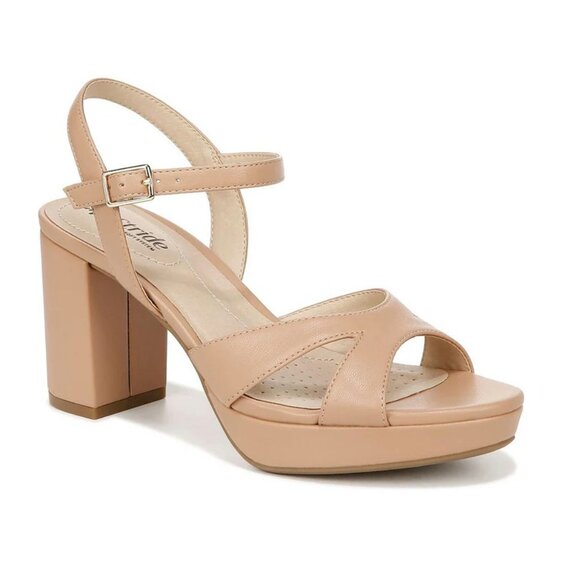 LifeStride Last Dance 4 Ankle Strap Tan Block Heels Women's Size 11W New - Picture 1 of 9